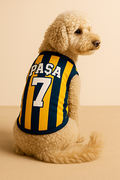 Monopetz Yeni Sezon Kişiye Özel İsim ve Numara Seçenekli Köpek Ve Kedi Atleti - Sarı Lacivert