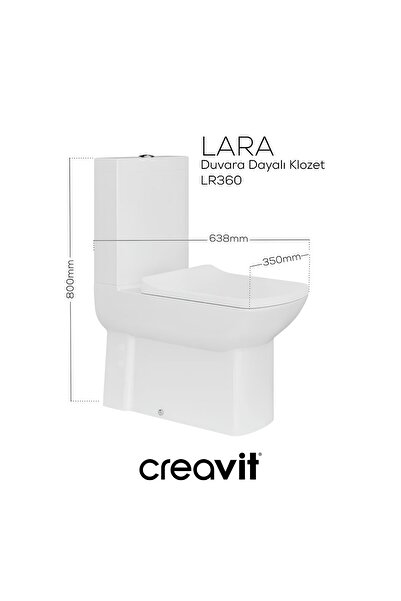 Creavit Lara Beyaz Kanallı Duvara Sıfır Klozet Takım LR360, Lara Yavaş Kapak