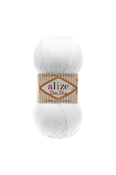 Alize Baby Best Bamboo Content Non-Itchy Baby Cardigan Sweater for Knitting 055 White