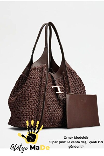 Atölye MaDe Tods Çanta Kiti Deri Örgü Kiti Kahverengi (Sadece deri kit fiyatıdır, ip dahil değildir)