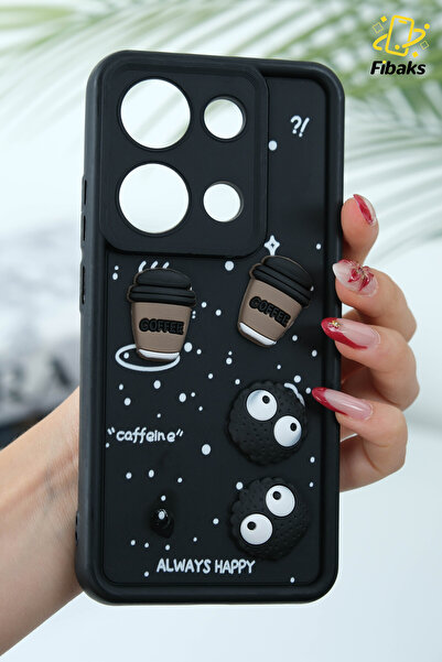 Fibaks Redmi Note 13 Pro 4g | Kılıf Kamera Korumalı Coffee Kurabiye Figürlü Yumuşak Silikon Kapak