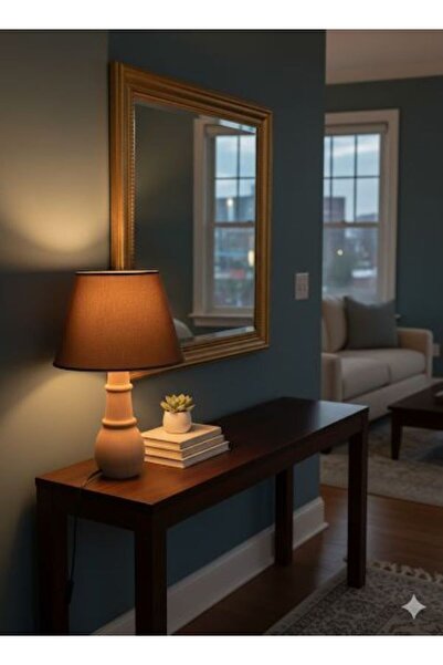 Z&Z Home aura ahşap konik abajur demir iskelet ceviz rengi KAHVE RENGİ şapka ...