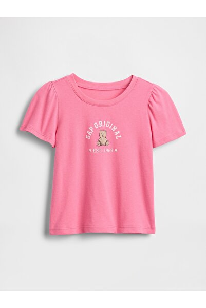 GAP Kız Bebek Koyu Pembe Brannan Bear Logo T-Shirt
