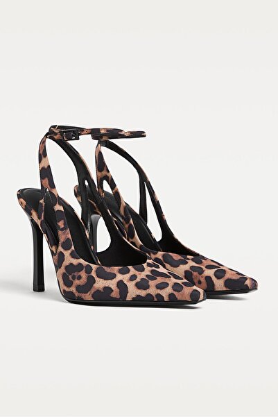 Stradivarius Leopar desenli topuklu ayakkabılar