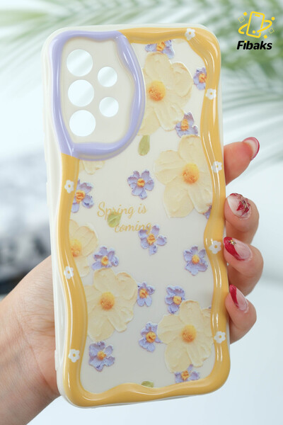 Fibaks Galaxy A23-A13 Uyumlu Kılıf Tasarımlı Desenli Kamera Korumalı Papatya Çiçek Renkli Silikon Kapak