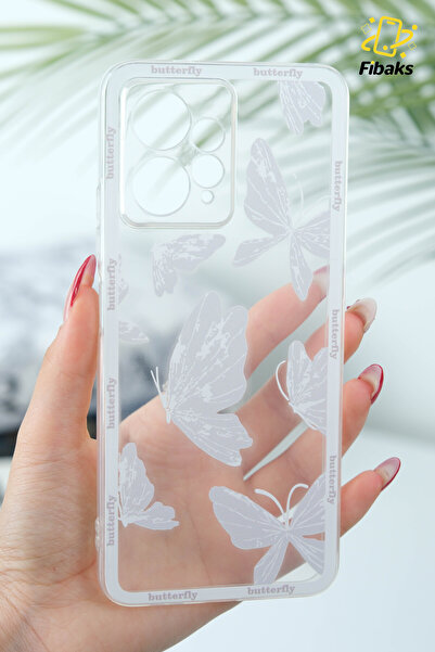 Fibaks Redmi Note 12 4g Case Designed Patterned Camera Protection Transparent Butterfly Flexible Soft Silicone Cover
