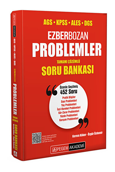 Pegem Akademi Yayıncılık AGS KPSS ALES DGS Ezberbozan Problemler Tamamı Çözümlü Soru Bankası
