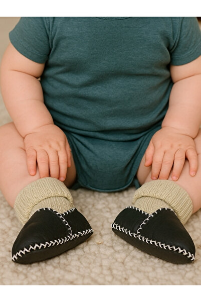 Angeltouch Bebe Patik Ayakkabı Hakiki Deri Lüx Antrasit