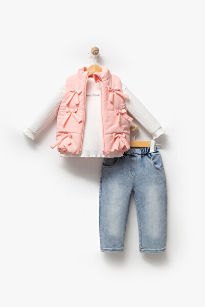 Jikko Baby 3-Piece Baby Girl Set with Bow and Inflatable Vest 9072