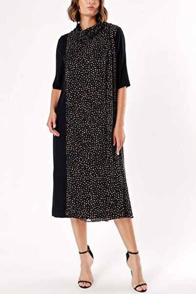 SOCIETA Siyah Bej Bol kesim elbise 93311