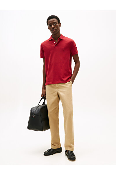 Tommy Hilfiger Men's Dark Red Polo Neck T-Shirt Mw0Mw17770 Xit