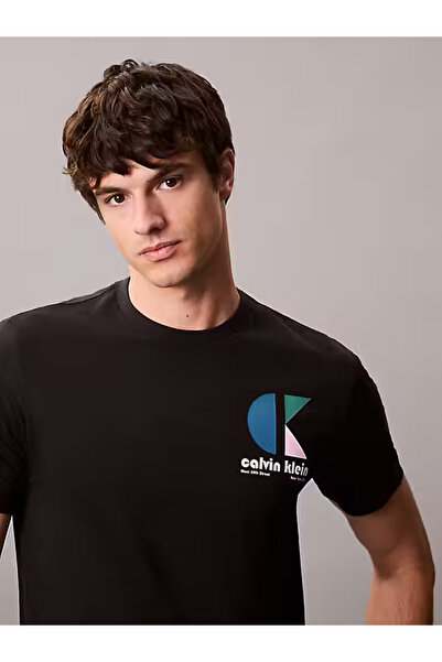 Calvin Klein Erkek Marka Logolu Organik Pamuklu Günlük Kullanıma Uygun Siyah T-Shirt LV04RC843G UB1
