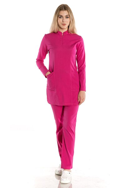 TIPMOD Likralı Fujya Tunik Tesettür Takım Hemşire Forması