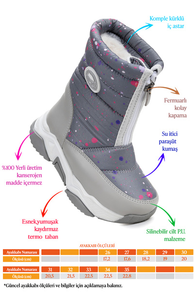 Kiko Kids Mars Zippered Girl's Snow Boots