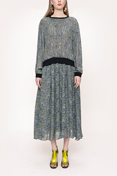 SOCIETA Gri Ribanalı bol kesim elbise 93702