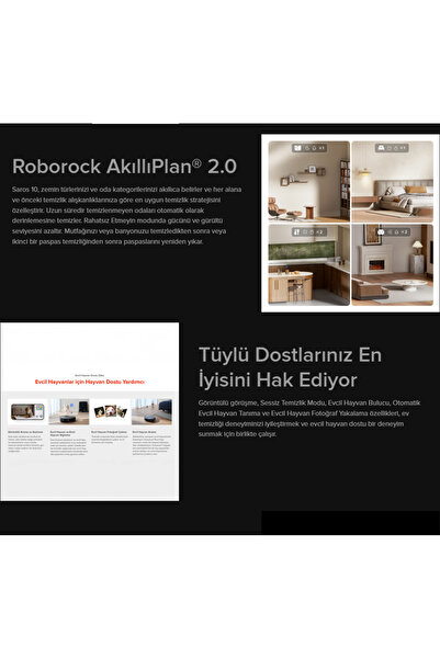 Roborock 22.000Pa Emiş Gücü, Engel Algılama, Dolaşmayan Ana Fırça