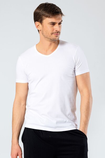 Cacharel 1332 Men's V-Neck Short Sleeve T-shirt
