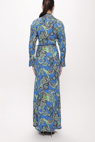 SOCIETA Mavi Anvelop kapama uzun elbise 94177