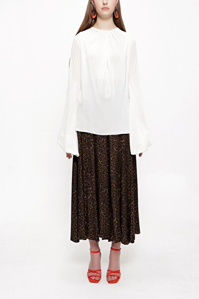 SOCIETA Ekru Kolları büzgülü bluz 19833