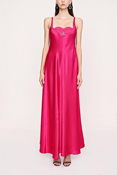 SOCIETA Fuşya Dantel detaylı viskon elbise 94030