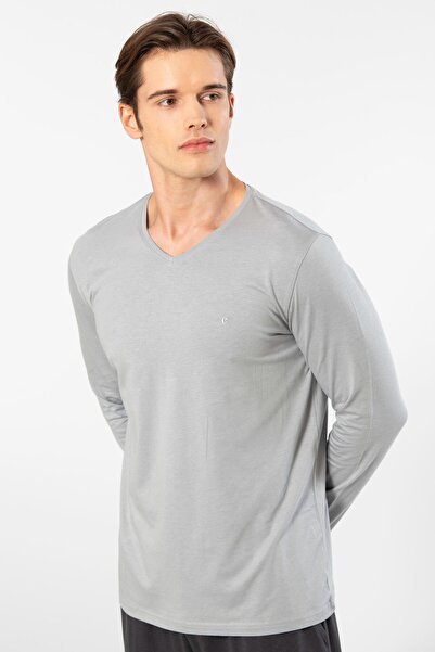 Cacharel Men's Modal Cotton V-Neck T-Shirt 2243/Grey