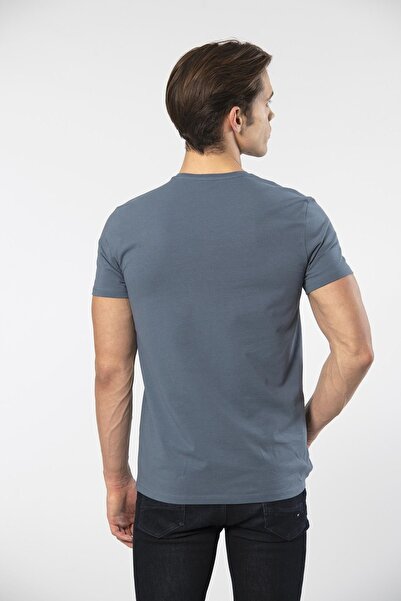 Cacharel Men's V-Neck Lycra T-Shirt 1332/Blue1