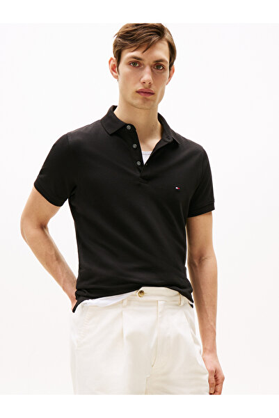Tommy Hilfiger Erkek Siyah Polo Yaka T-Shirt MW0MW17771 BDS