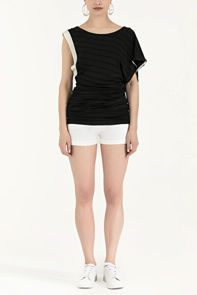 SOCIETA Dar Kesim Pamuk Tunik Siyah-Bej 18580