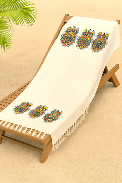 LUNGA VİTA Bamboo Printed Beach Towel Peshtemal Organic Bamboo 90X170 Thin Peshtemal