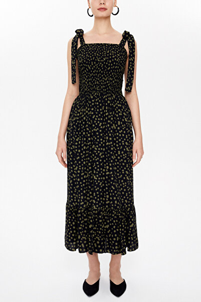 SOCIETA Haki Gipeli kalın askılı midi elbise 93100