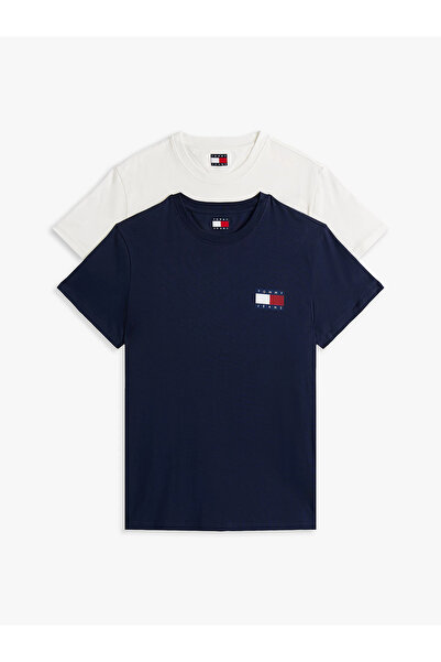 Tommy Hilfiger Erkek Lacivert-Beyaz T-Shirt DM0DM22143 0XN