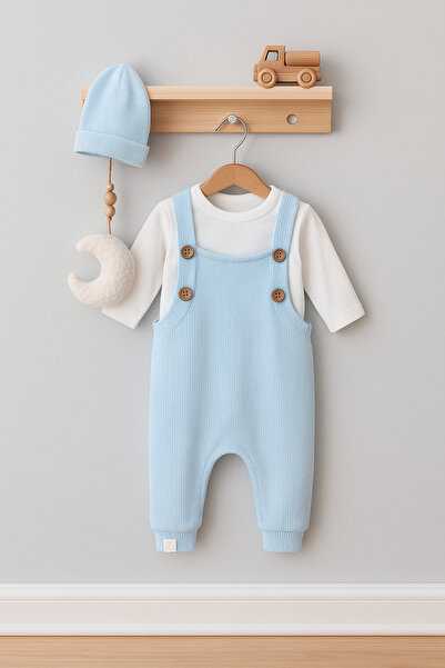 rg kidsstore Bebek Tulumu Tişört ve Bere Seti