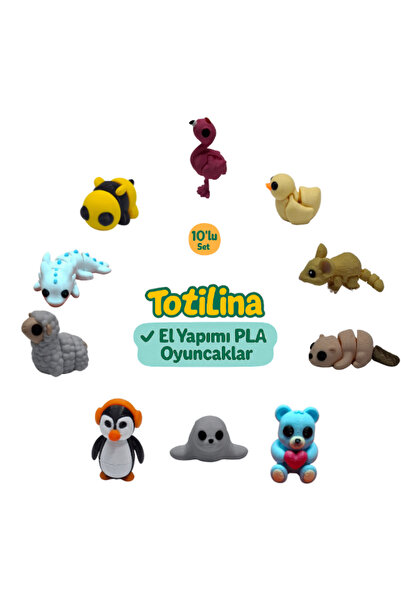 Totilina 10'lu set (flamingo ördek fare su samuru ayı fok penguen koyun…)
