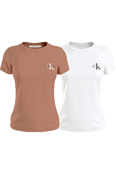 Calvin Klein Kadın Marka Logolu Organik Pamuklu Günlük Kullanıma Uygun Beyaz-...