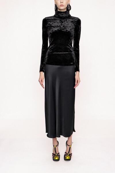 SOCIETA Siyah Beli lastikli uzun etek 81208