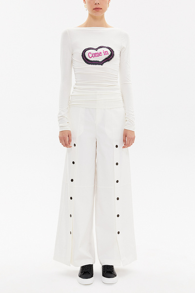 SOCIETA Ekru Kayık yaka örme bluz 18509