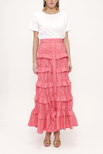 SOCIETA Somon Büzgülü kat kat etek 81168