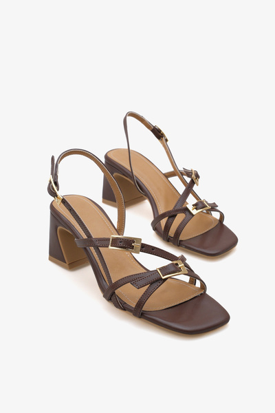 LOJO Women's Buckle Strap Heeled Sandals Novley