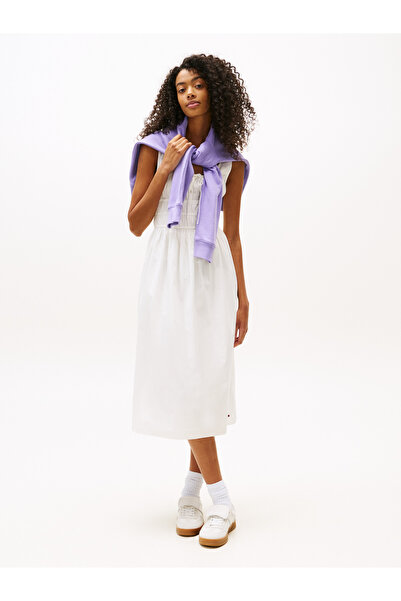 Tommy Hilfiger TJW ROUCHE MIDI POPLIN DRESS EXT Elbise