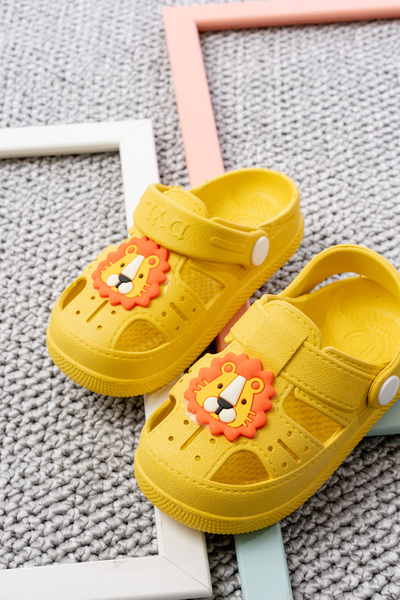 ZOLESSA Sarı Çocuk Ortopedik Kaydırmaz Tabanlı Hayvan Figürlü Günlük Kız Erke...