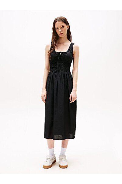 Tommy Hilfiger TJW ROUCHE MIDI POPLIN DRESS EXT Elbise