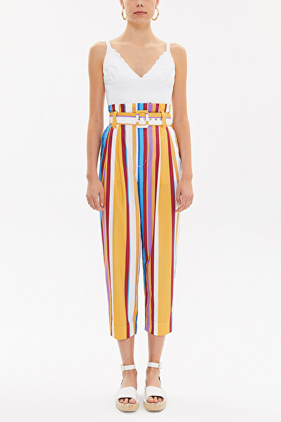 SOCIETA Çizgili Kemerli pantolon 41351