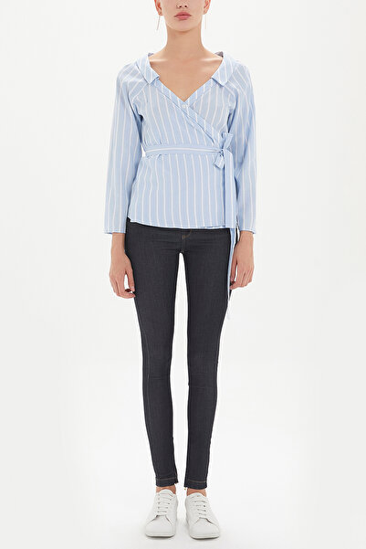 SOCIETA Mavi Anvelop kapama poplin gömlek 10674