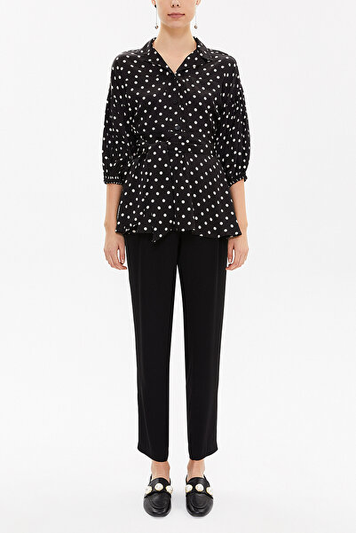 SOCIETA Puantiyeli Balon kollu bol kesim bluz 19761