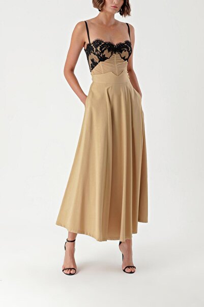 SOCIETA Beige Corsiyaj skirt with belt 81270