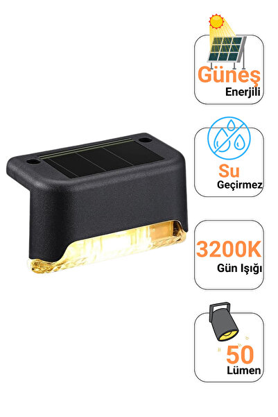 Ema Dükkan 1 Adet Solar Köşebent Led Güneş Enerjili Merdiven Lambası Bahçe Duvar Üstü Aydınlatma