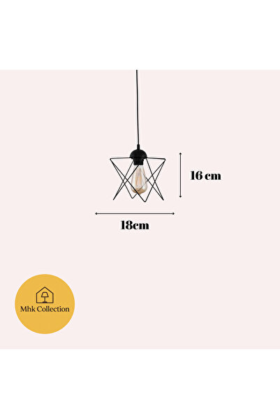 MHK Collection 3 Adet Siyah Metal Salon Mutfak Banyo Yatak Odası Çocuk Odası Antre Avize