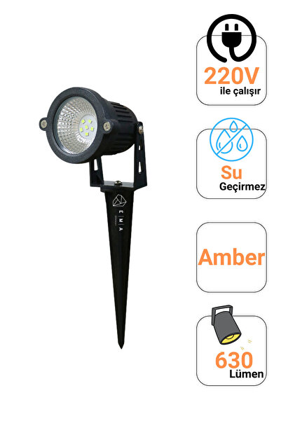 Ema Dükkan 7W Kazıklı Çim Armatürü Amber IP65 220V SMD LED 630 Lümen Su Geçir...