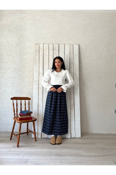 KÜÇÜĞÜM BUTİK Синя спідниця з клітинним візерунком