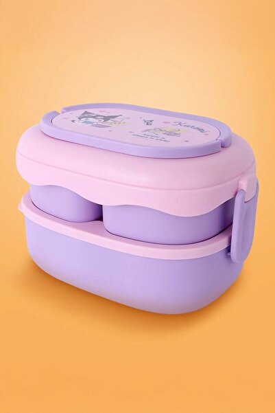 Miniso Sanrio Kuromi Lisanslı Çift Katmanlı Askılı Yemek Kabı - 1600 ml